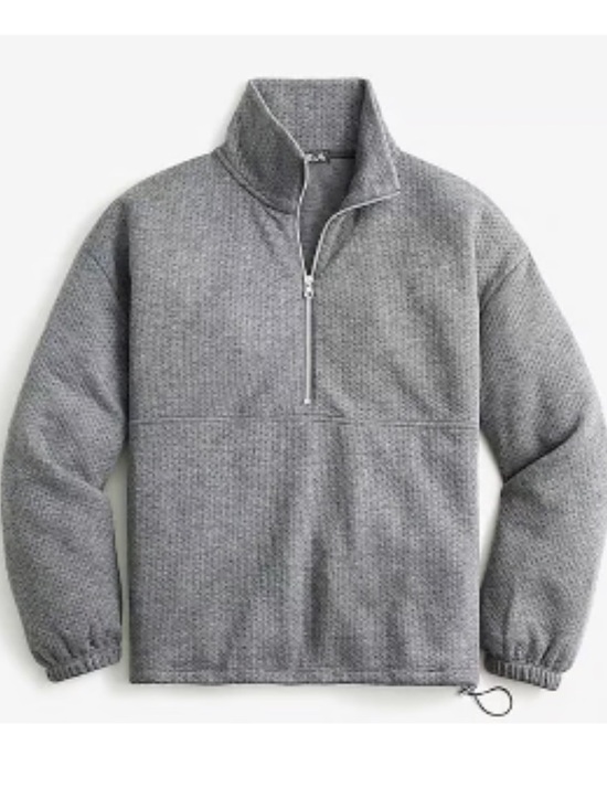 J. Crew Tops - J.Crew Gray Terry Half Zip Pointelle Pullover Sweatshirt Women’s Sz M